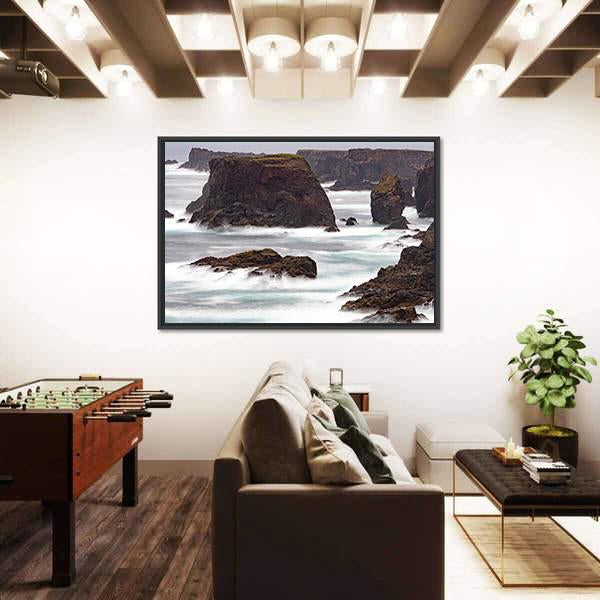 Wild Atlantic Ocean Crashes Against The Sea Canvas Wall Art-5 Horizontal-Gallery Wrap-22" x 12"-Tiaracle