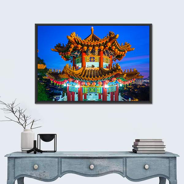 Thean Hou Buddhist Temple Canvas Wall Art-3 Horizontal-Gallery Wrap-25" x 16"-Tiaracle