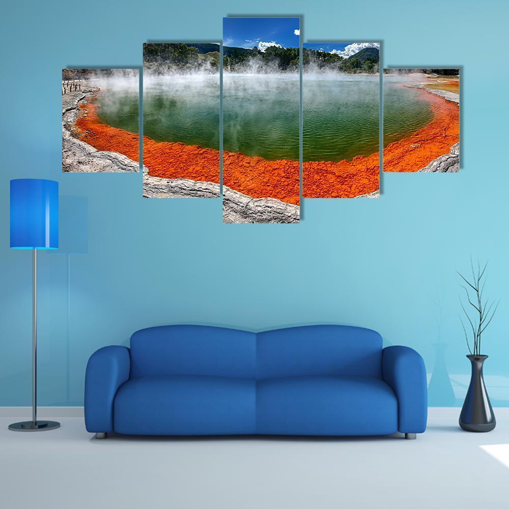 Champagne Pool New Zealand Canvas Wall Art-5 Star-Gallery Wrap-62" x 32"-Tiaracle