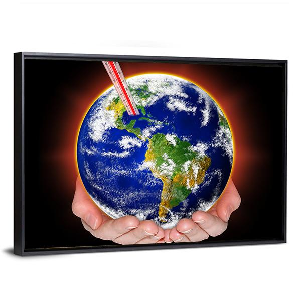 Thermometer In Earth Canvas Wall Art-5 Horizontal-Gallery Wrap-22" x 12"-Tiaracle