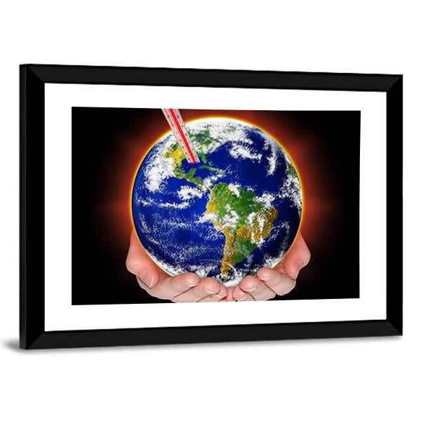 Thermometer In Earth Vertical Canvas Wall Art-3 Vertical-Gallery Wrap-12" x 25"-Tiaracle