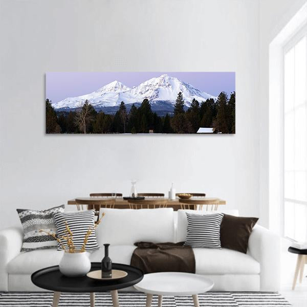 Three Sisters Mountains In Winter Panoramic Canvas Wall Art-1 Piece-36" x 12"-Tiaracle
