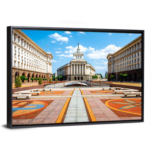 Three Socialist Classicism Edifices Canvas Wall Art-3 Horizontal-Gallery Wrap-25" x 16"-Tiaracle