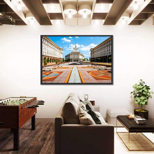 Three Socialist Classicism Edifices Canvas Wall Art-3 Horizontal-Gallery Wrap-25" x 16"-Tiaracle