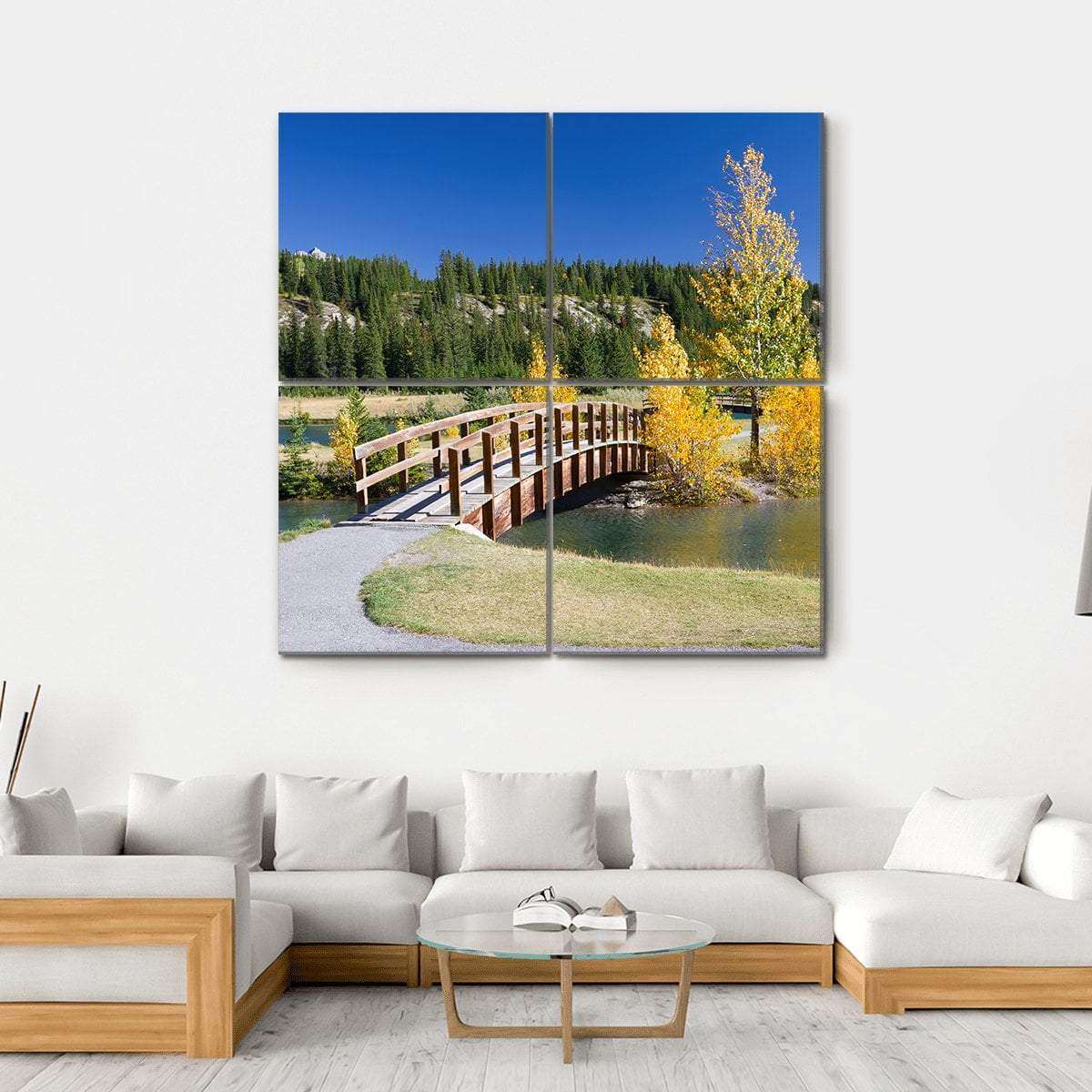 Banff National Park In Autumn Canvas Wall Art-4 Square-Gallery Wrap-17" x 17"-Tiaracle
