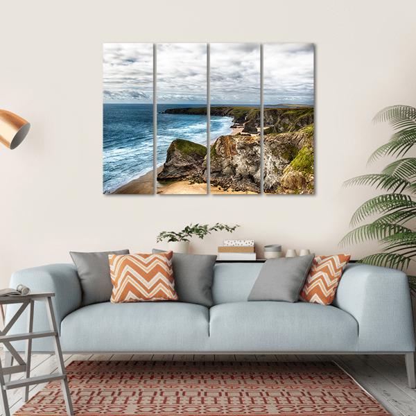 Dramatic Coast Landscape Canvas Wall Art-4 Horizontal-Gallery Wrap-34" x 24"-Tiaracle
