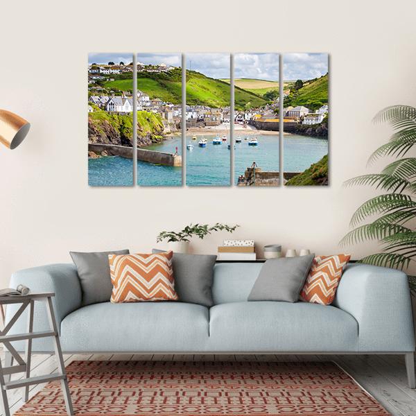 Fishing Village Of Port Isaac Canvas Wall Art-5 Horizontal-Gallery Wrap-22" x 12"-Tiaracle