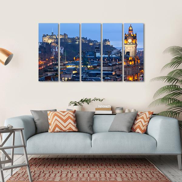 Edinburgh Castle Canvas Wall Art-5 Horizontal-Gallery Wrap-22" x 12"-Tiaracle