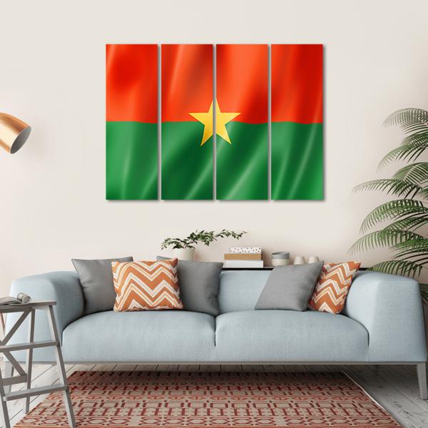 Burkina Faso Flag Canvas Wall Art-4 Horizontal-Gallery Wrap-34" x 24"-Tiaracle