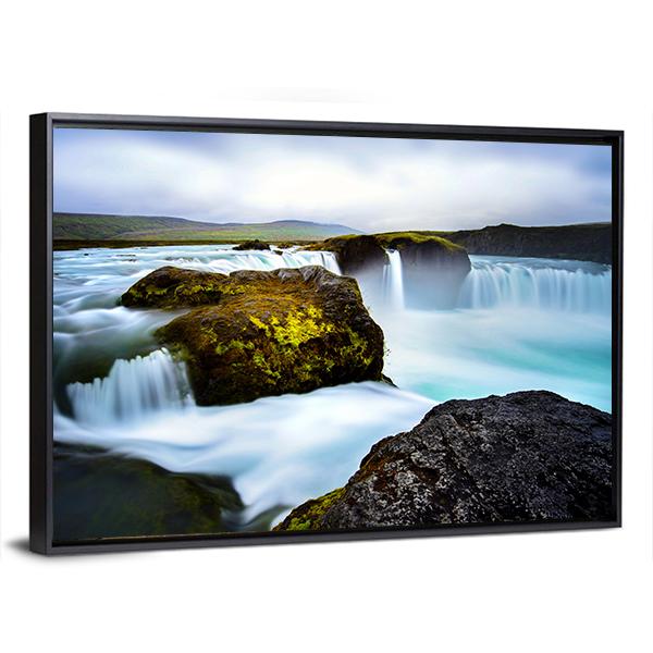 Timelapsed Waterfalls Iceland Canvas Wall Art-3 Horizontal-Gallery Wrap-25" x 16"-Tiaracle