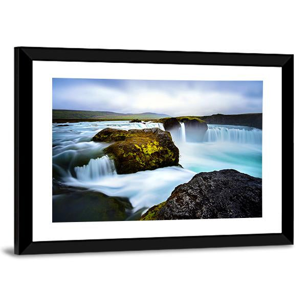 Timelapsed Waterfalls Iceland Canvas Wall Art-3 Horizontal-Gallery Wrap-25" x 16"-Tiaracle