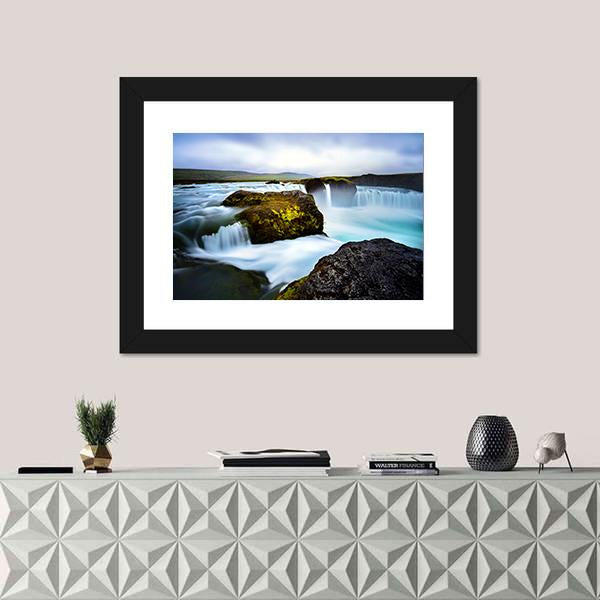Timelapsed Waterfalls Iceland Canvas Wall Art-3 Horizontal-Gallery Wrap-25" x 16"-Tiaracle
