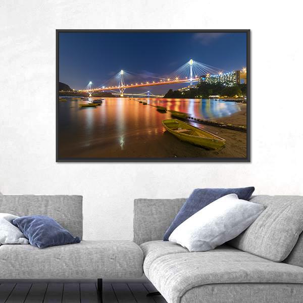 Ting Kau Bridge Canvas Wall Art-1 Piece-Floating Frame-24" x 16"-Tiaracle