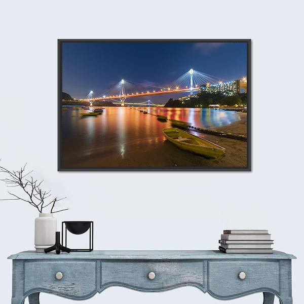 Ting Kau Bridge Canvas Wall Art-3 Horizontal-Gallery Wrap-25" x 16"-Tiaracle