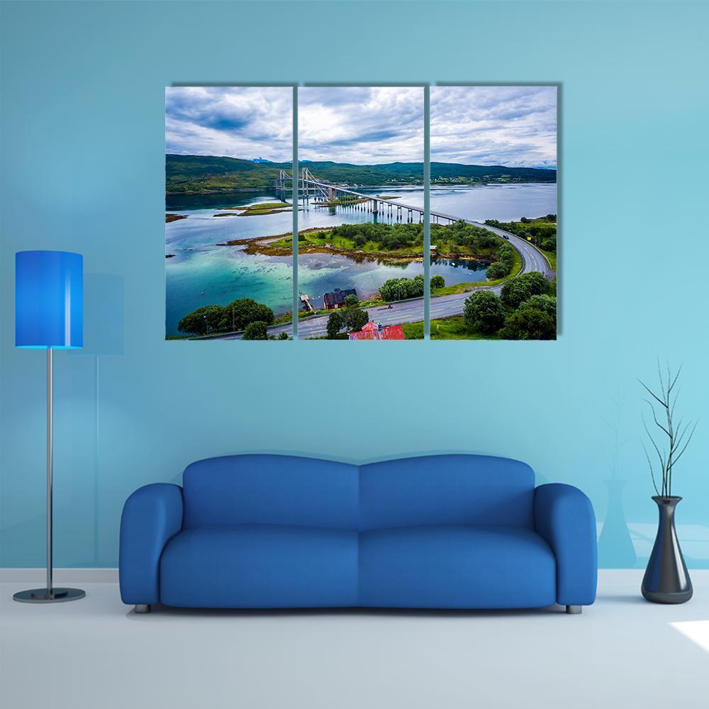 Tjeldsundbrua Bridge Norway Canvas Wall Art-3 Horizontal-Gallery Wrap-37" x 24"-Tiaracle