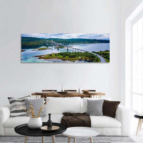 Tjeldsundbrua Bridge Norway Panoramic Canvas Wall Art-1 Piece-36" x 12"-Tiaracle