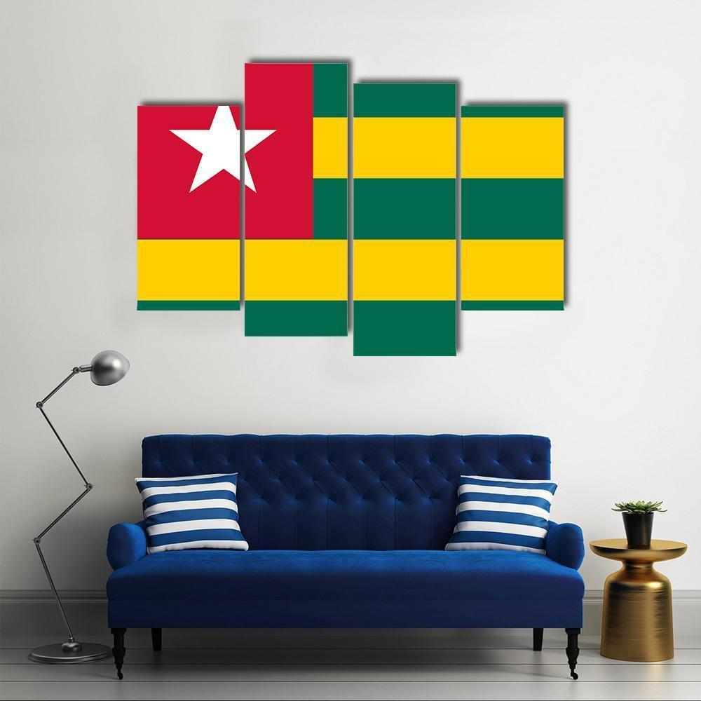 Togo Flag Canvas Wall Art-4 Pop-Gallery Wrap-50" x 32"-Tiaracle
