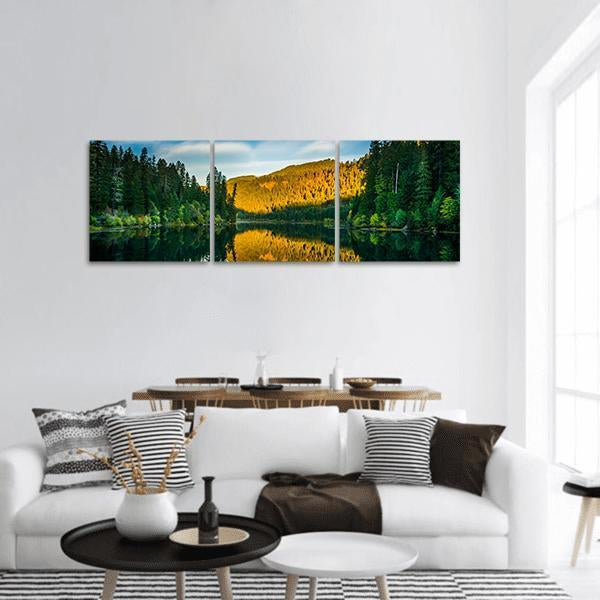 Toketee Lake In Oregon Panoramic Canvas Wall Art-3 Piece-25" x 08"-Tiaracle