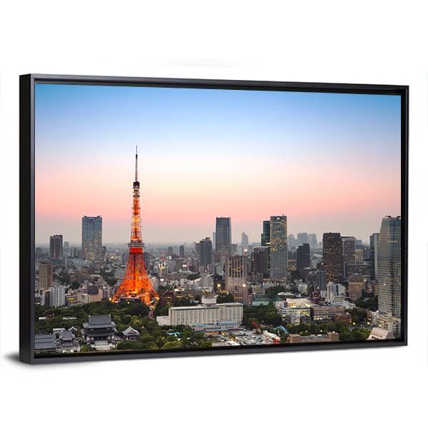 Tokyo City Skyline Canvas Wall Art-3 Horizontal-Gallery Wrap-25" x 16"-Tiaracle
