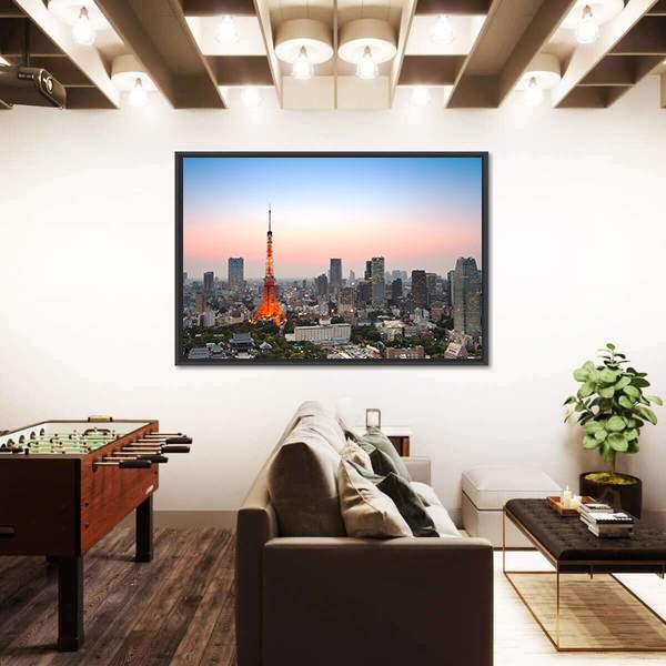 Tokyo City Skyline Canvas Wall Art-3 Horizontal-Gallery Wrap-25" x 16"-Tiaracle