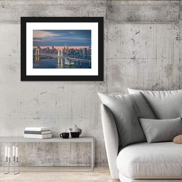 Tokyo Rainbow Bridge Canvas Wall Art-5 Horizontal-Gallery Wrap-22" x 12"-Tiaracle