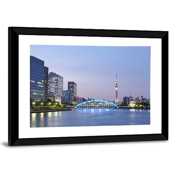 Tokyo Skyline Japan Canvas Wall Art-3 Horizontal-Gallery Wrap-25" x 16"-Tiaracle