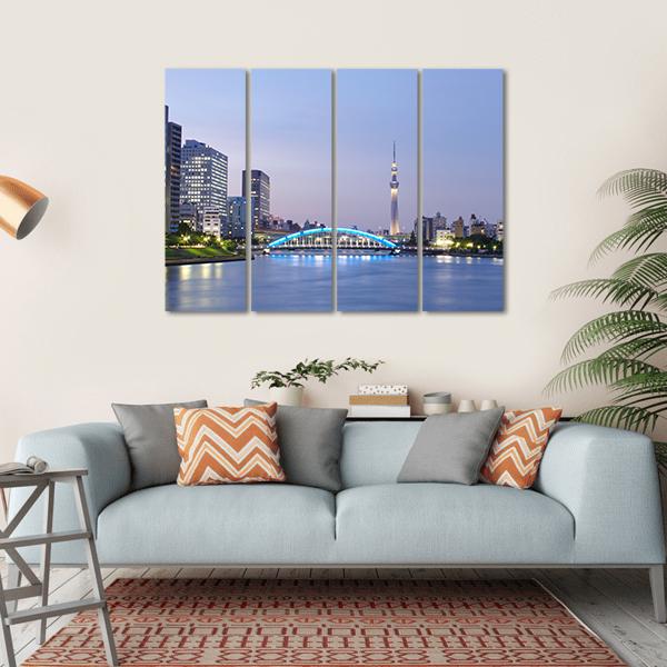 Tokyo Skyline Japan Canvas Wall Art-4 Horizontal-Gallery Wrap-34" x 24"-Tiaracle