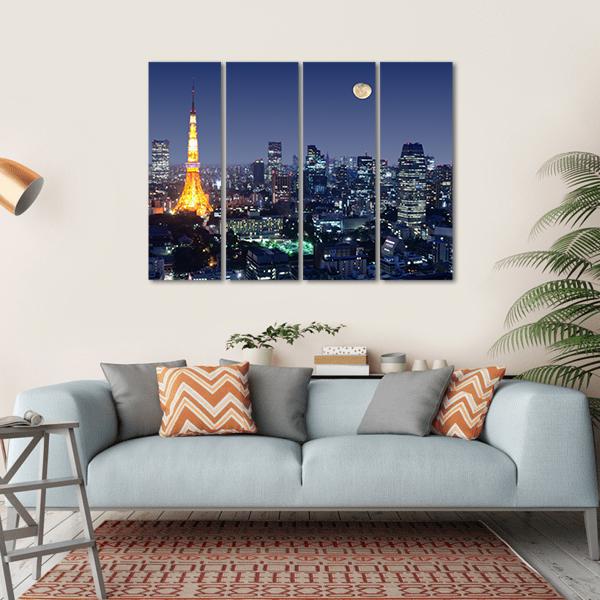 Tokyo Tower Japan Canvas Wall Art-4 Horizontal-Gallery Wrap-34" x 24"-Tiaracle