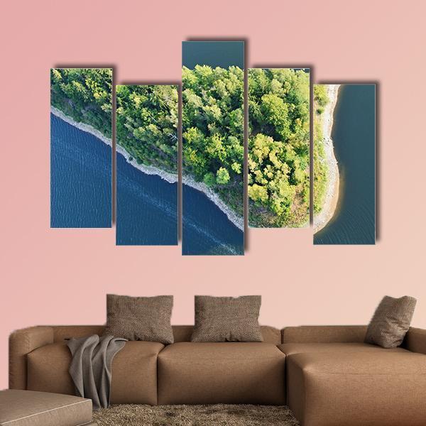 Aerial View Of Coast Canvas Wall Art-5 Pop-Gallery Wrap-47" x 32"-Tiaracle