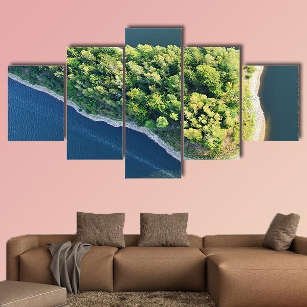 Aerial View Of Coast Canvas Wall Art-5 Star-Gallery Wrap-62" x 32"-Tiaracle