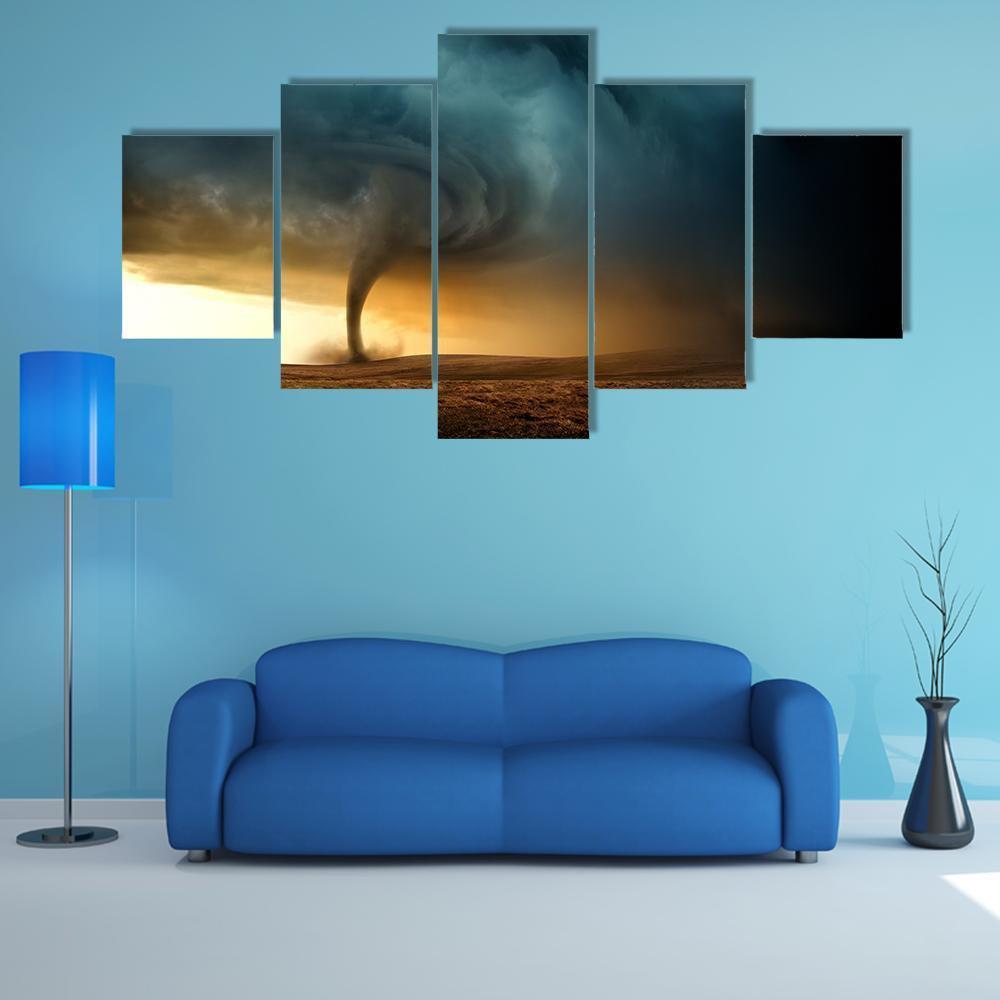 Tornado Forming A Supercell Canvas Wall Art-5 Star-Gallery Wrap-62" x 32"-Tiaracle