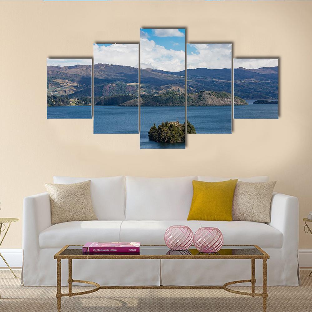 Tota Lake In Boyaca Canvas Wall Art-5 Star-Gallery Wrap-62" x 32"-Tiaracle