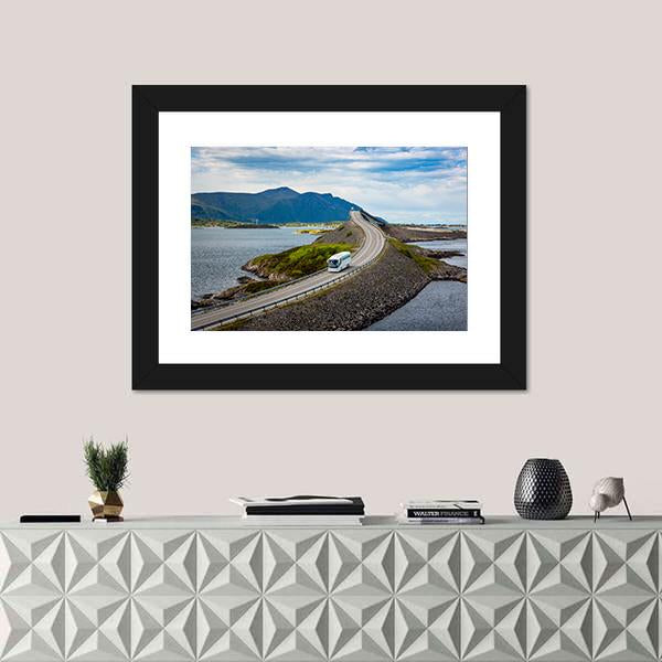 Tourist Bus On Atlantic Road Canvas Wall Art-3 Horizontal-Gallery Wrap-25" x 16"-Tiaracle