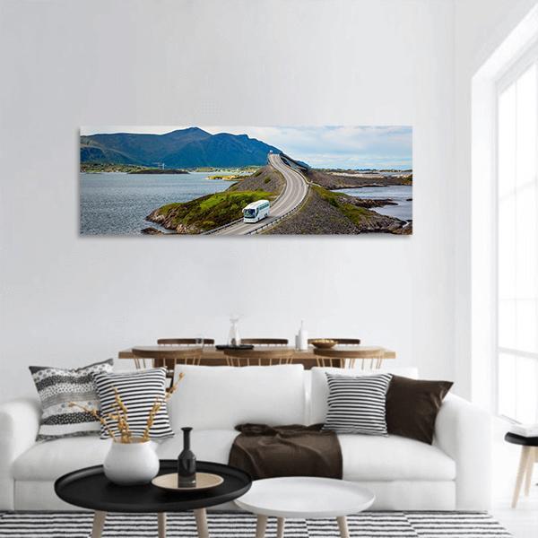 Tourist Bus On Atlantic Road Panoramic Canvas Wall Art-1 Piece-36" x 12"-Tiaracle