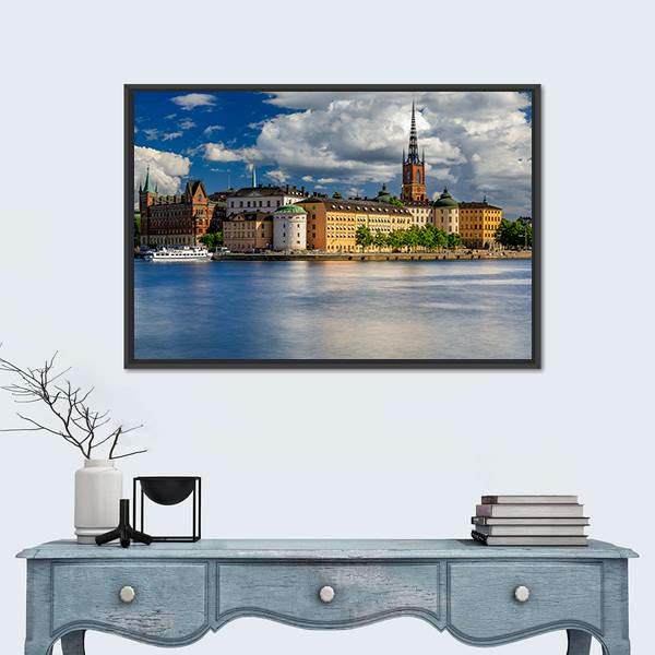 Tourist Ferry On Lake Malaren Canvas Wall Art-3 Horizontal-Gallery Wrap-25" x 16"-Tiaracle