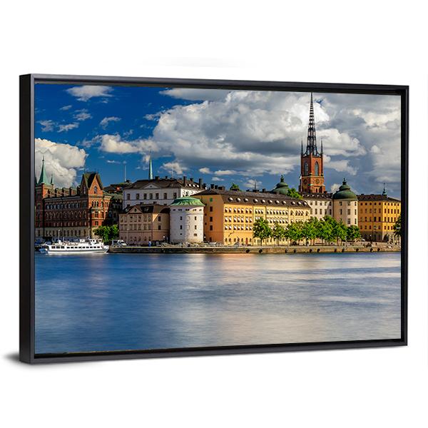 Tourist Ferry On Lake Malaren Canvas Wall Art-3 Horizontal-Gallery Wrap-25" x 16"-Tiaracle