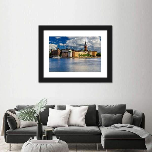 Tourist Ferry On Lake Malaren Canvas Wall Art-1 Piece-Framed Print-20" x 16"-Tiaracle