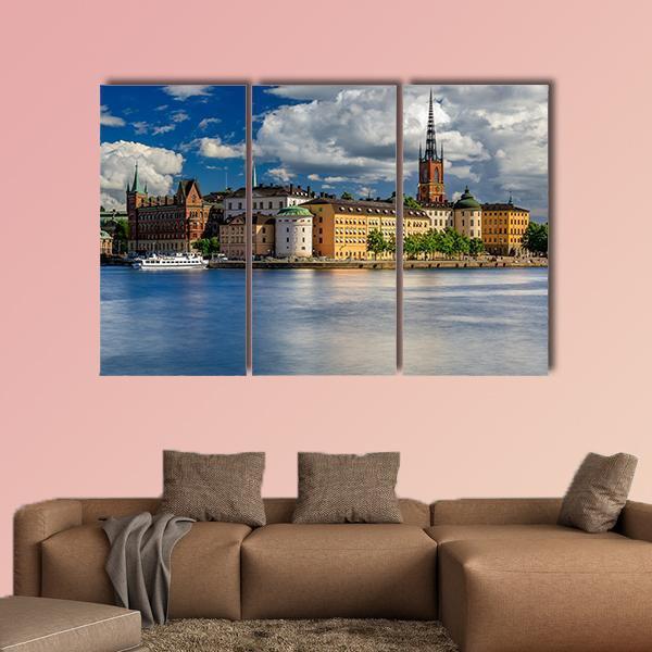 Tourist Ferry On Lake Malaren Canvas Wall Art-3 Horizontal-Gallery Wrap-25" x 16"-Tiaracle