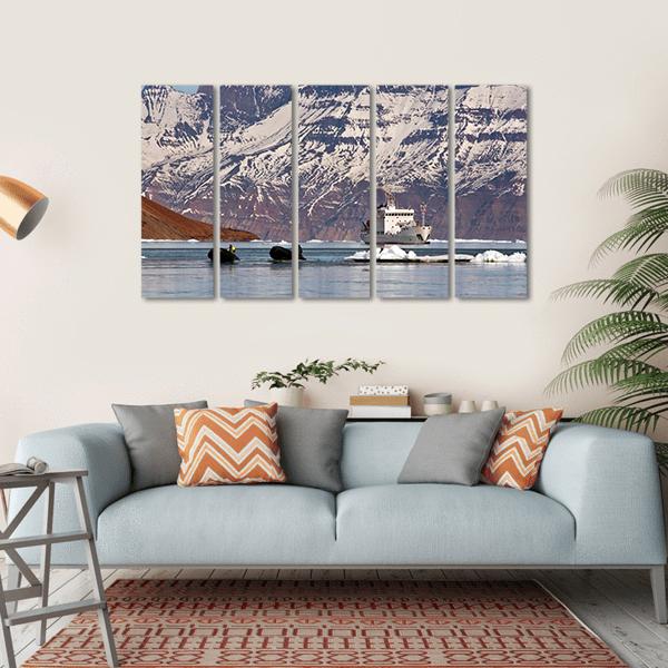 Tourist Icebreaker In Scoresbysund Canvas Wall Art-5 Horizontal-Gallery Wrap-22" x 12"-Tiaracle