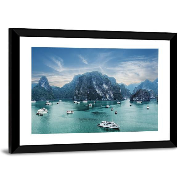 Tourist Junks Floating Canvas Wall Art-3 Horizontal-Gallery Wrap-25" x 16"-Tiaracle