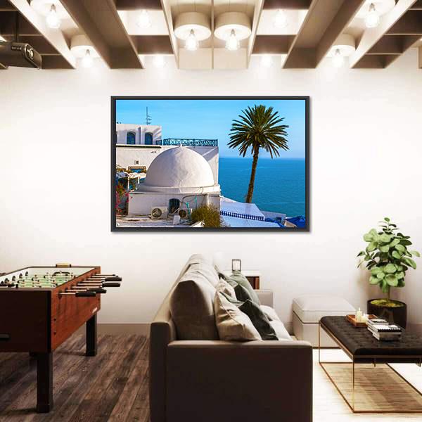 Touristic Town Near Tunis Canvas Wall Art-3 Horizontal-Gallery Wrap-25" x 16"-Tiaracle