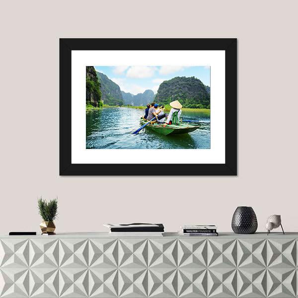 Tourists In Boat Along Ngo Dong River Panoramic Canvas Wall Art-1 Piece-36" x 12"-Tiaracle