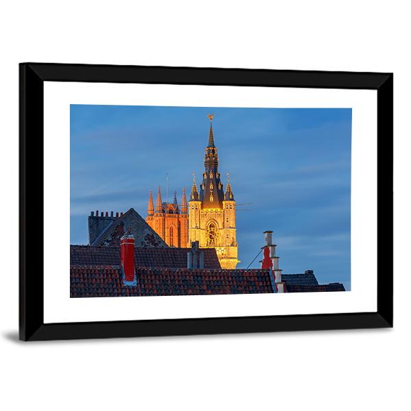 Tower Belfort In Belgium Canvas Wall Art-5 Horizontal-Gallery Wrap-22" x 12"-Tiaracle