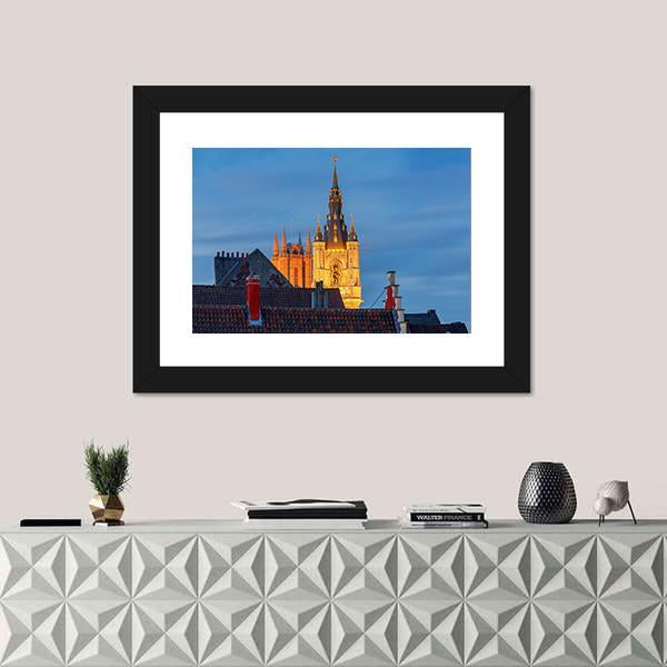 Tower Belfort In Belgium Canvas Wall Art-5 Horizontal-Gallery Wrap-22" x 12"-Tiaracle