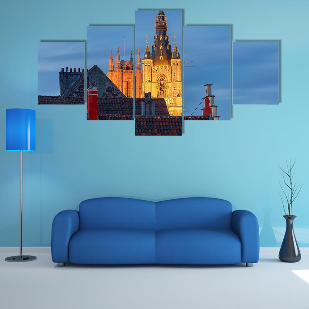 Tower Belfort In Belgium Canvas Wall Art-5 Star-Gallery Wrap-62" x 32"-Tiaracle