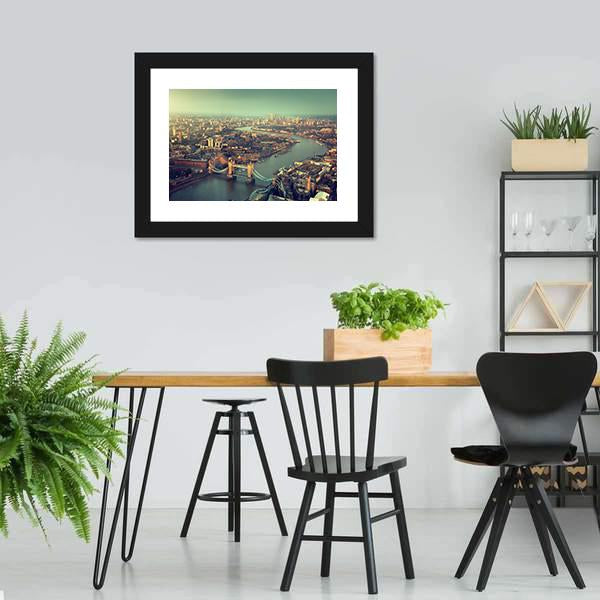 Tower Bridge Aerial View Canvas Wall Art-1 Piece-36" x 12"-Tiaracle