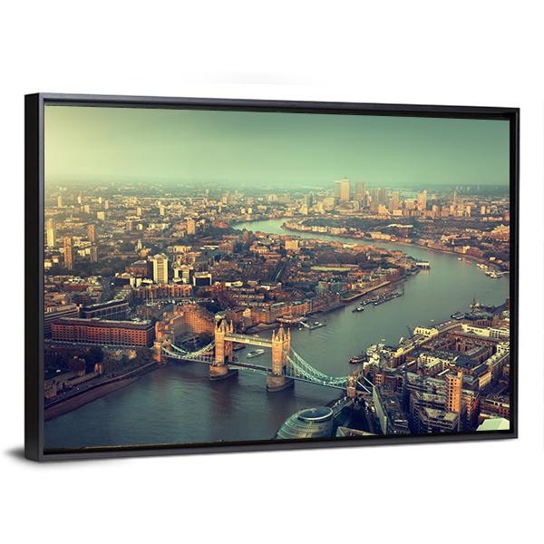 Tower Bridge Aerial View Canvas Wall Art-1 Piece-36" x 12"-Tiaracle