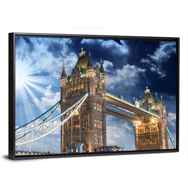 Tower Bridge At Sunset Canvas Wall Art-3 Horizontal-Gallery Wrap-25" x 16"-Tiaracle