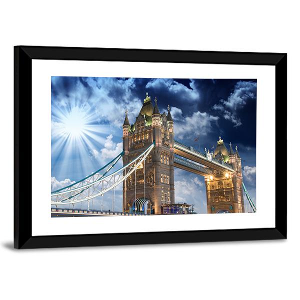 Tower Bridge At Sunset Canvas Wall Art-5 Horizontal-Gallery Wrap-22" x 12"-Tiaracle