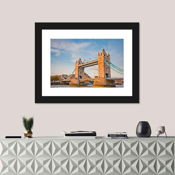 Tower Bridge In Day View Canvas Wall Art-3 Horizontal-Gallery Wrap-25" x 16"-Tiaracle